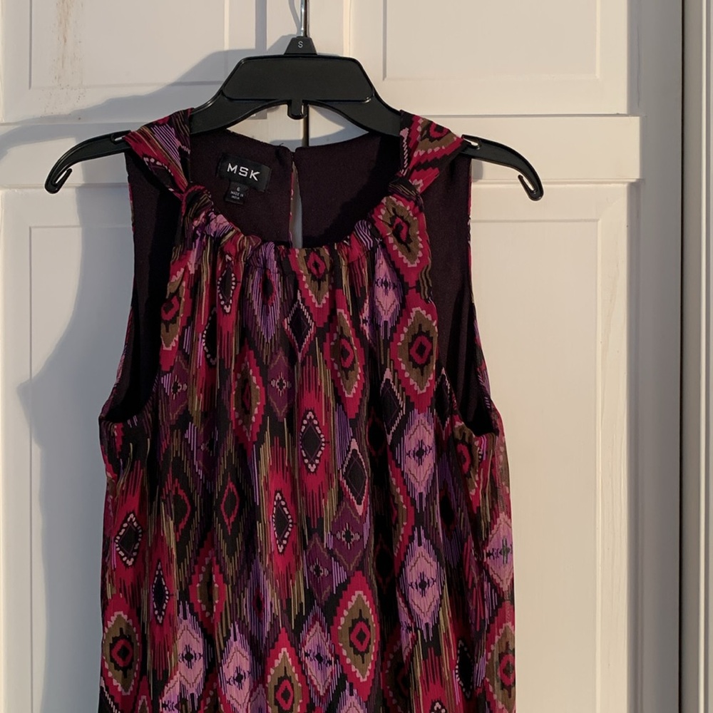 MSK Purple & Pink Sleeveless Midi Sheath Dress EUC